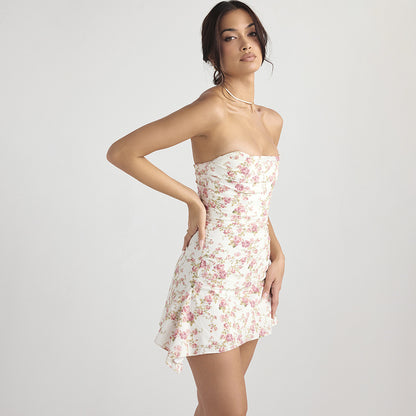 Floral Boning Corset Backless Slim Fit Tube Dress | noémi