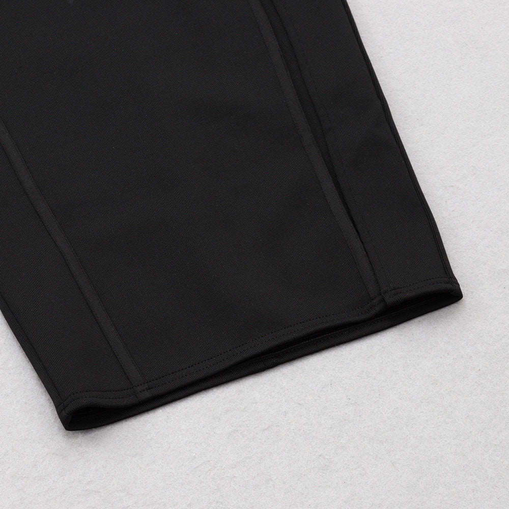 Black Bodycon Dress | Tube Top Shawl Collar | Side Slit | noémi