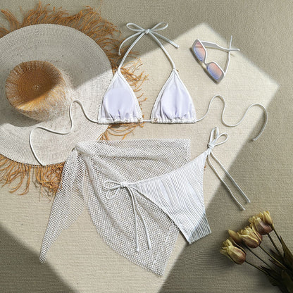 Three Piece Bikini Set with Starfish Tassel Yarn Skirt | noémi