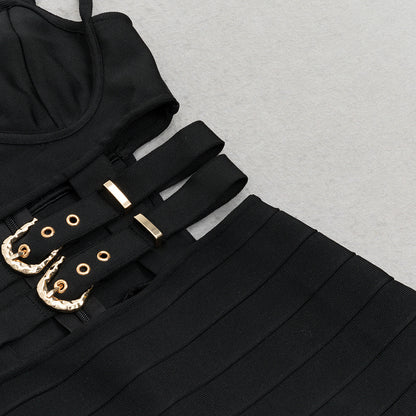 Hollow Stitch Fishtail Bandage Dress With Straps | noémi