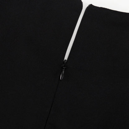 Women’s Black Puff Sleeve VNeck ALine Dress | Waist Controlling Tiered Mini Dress | noémi