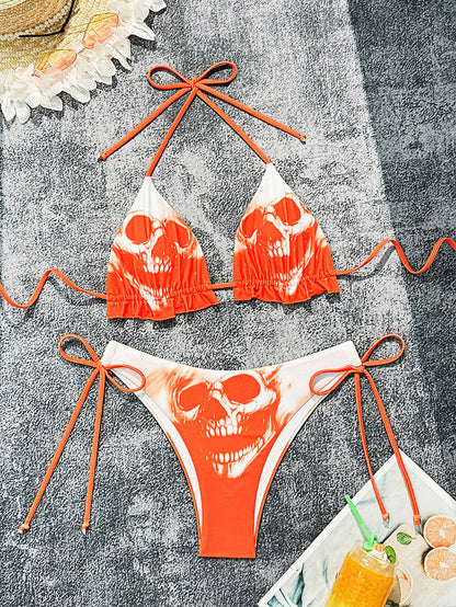 Printed Lace Up Split Bikini Swimsuit for Women Beachwear | noémi