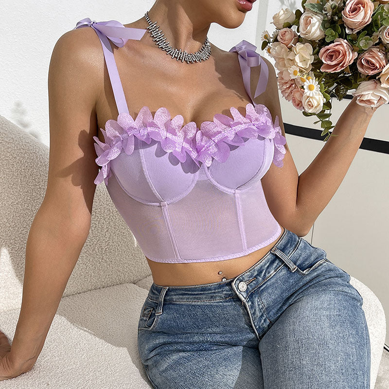 Floral Print Boning Corset Tube Top with Cropped Fit for Women | noémi