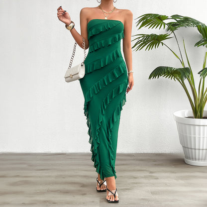 Strapless Ruffled Maxi Dress | Tube Top Dress | noémi