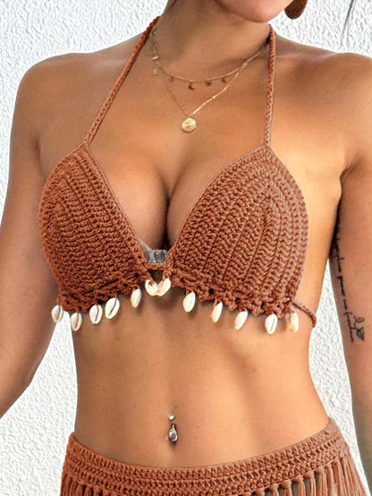 Handmade Shell Stitch Bikini Top with Banded Detail for Women | noémi