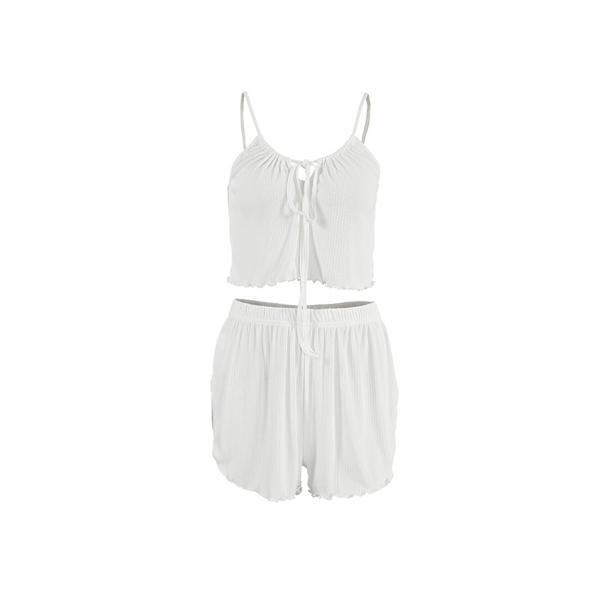Womens Ribbed Knit Lounge Set | Soft Two Piece Cami Top & Shorts Pajama Set | noémi