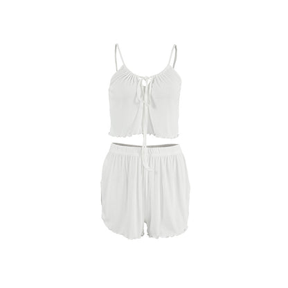Womens Ribbed Knit Lounge Set | Soft Two Piece Cami Top & Shorts Pajama Set | noémi