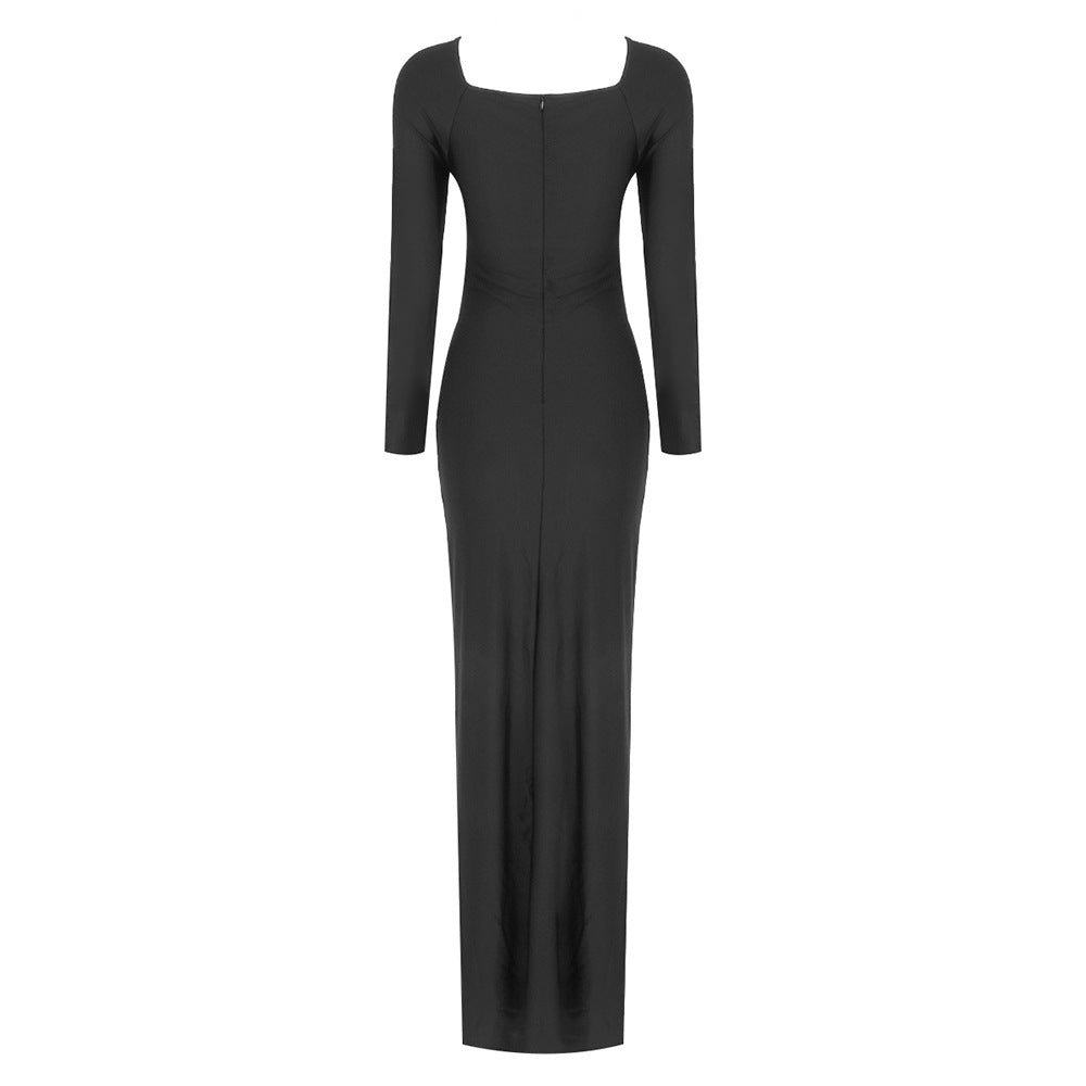 Twisted Front Long Sleeve Cutout Stretch Dress | noémi