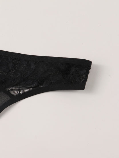 Lace Trim TShaped Panties with Transparent Details and Cotton Crotch Comfort | noémi