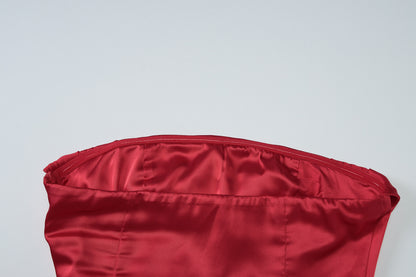 Satin Pleated Slim Tube Top Dress for Women | noémi