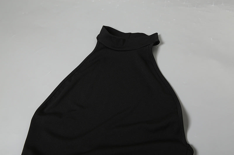 Summer Halter Backless Pleated Sheath Dress | Contrast Color, Slim Fit | noémi