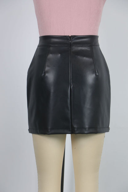 Faux Leather Mini Skirt | Beaded Detail, Zipper Back | noémi