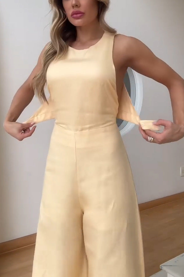 Sleeveless Wide Leg Jumpsuit | Summer Casual, Backless Design | noémi