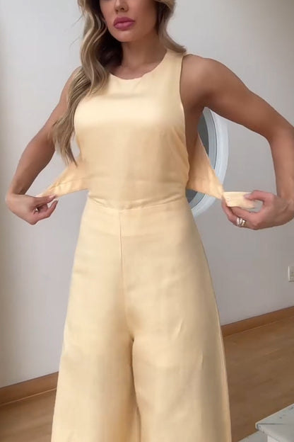 Sleeveless Wide Leg Jumpsuit | Summer Casual, Backless Design | noémi