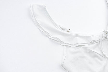 Ruffle Strap Mini Dress | Tie Front V Neck Bodycon | noémi