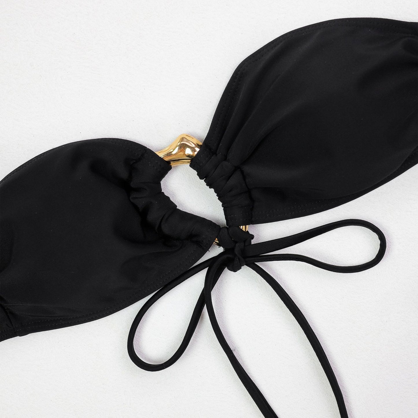 Tube Top Metal Buckle Bikini with Lace Maxi Dress Three Piece Set for Women | noémi