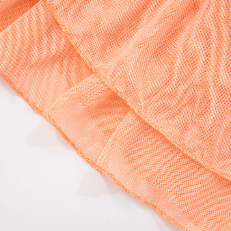 Womens Casual Halter Mesh Dress | Flowy Solid Color Mini Dress | noémi