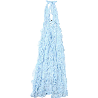 Sheer Lace Halter Maxi Dress | Backless Gown with High Slit | noémi