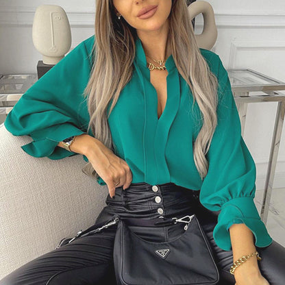 Womens Lantern Sleeve Chiffon Shirt Top | noémi