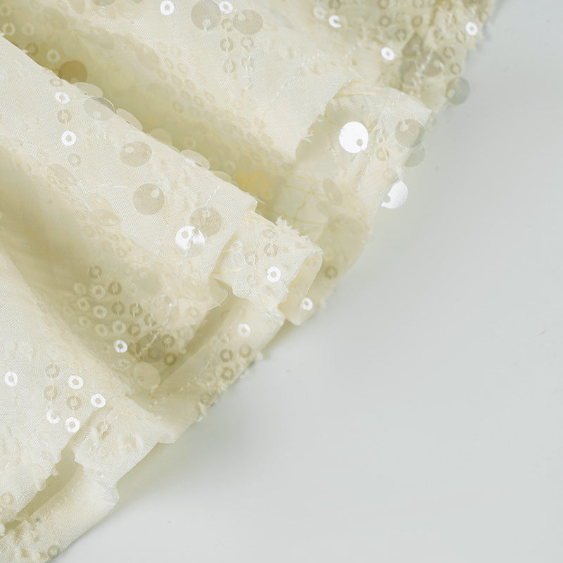 Womens Dress with Sequins Swing Collar and Pleated Hem | noémi