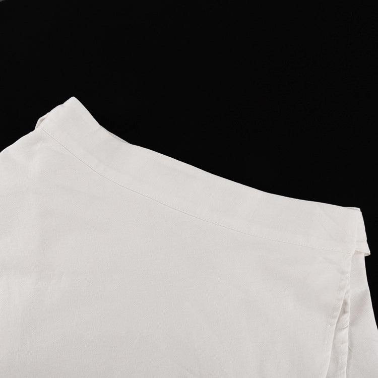 Women’s TwoPiece Set | Collared Long Sleeve Shirt & Double Layer LaceUp ALine Skirt | noémi