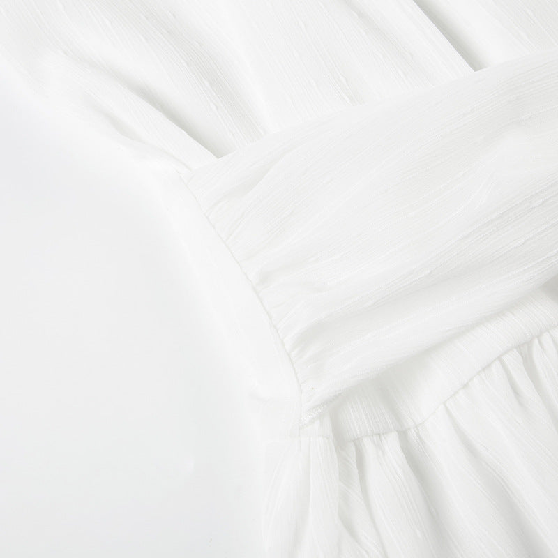 Womens Halter Neck Sleeveless Dress with Lace Up Waist and Double Layer Flounced Skirt | noémi