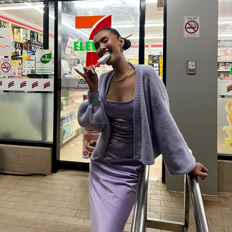 Pearlescent Satin Slip Dress | Slim Fit Backless | noémi