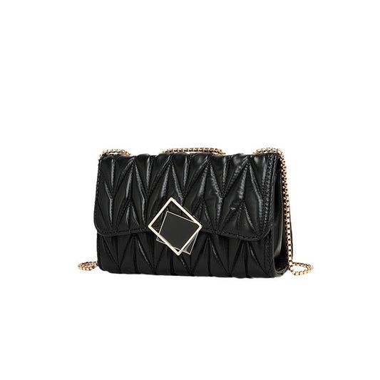 Pleated Chain Shoulder Bag – Summer Mini Messenger, White | noémi