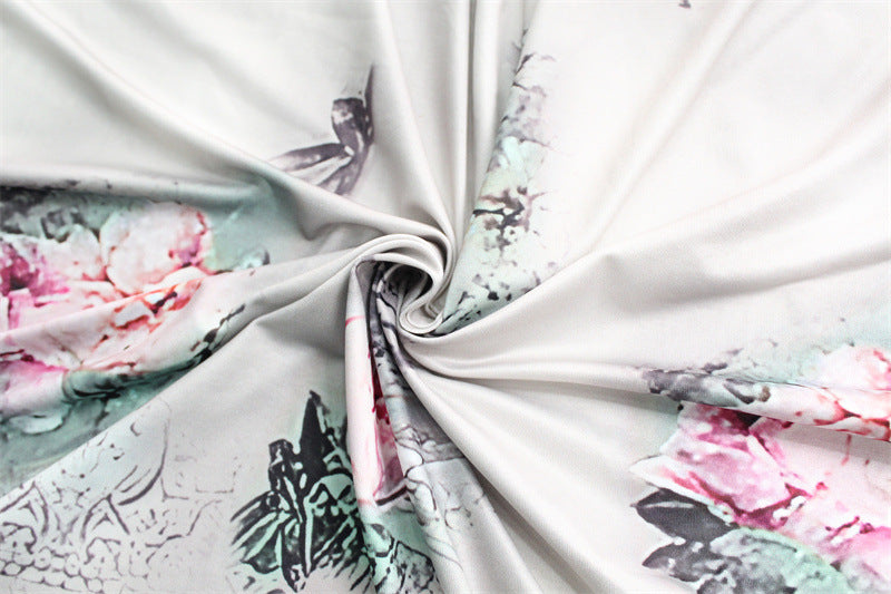 Satin Floral Maxi Dress | Cowl Neck with High Slit Dress | noémi