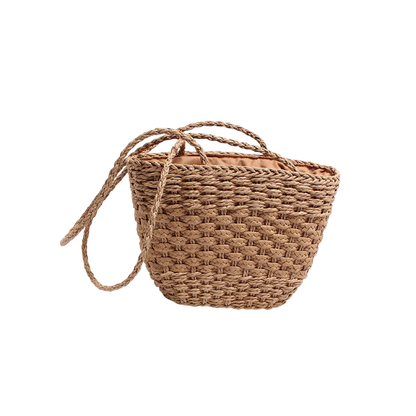 Handmade Straw Shoulder Bag – Woven Boho Beach Tote | noémi