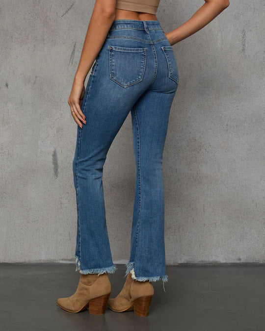 Women’s HighWaist Skinny Slimming Denim Jeans with Frayed Hem | noémi