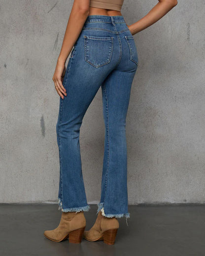 Women’s HighWaist Skinny Slimming Denim Jeans with Frayed Hem | noémi