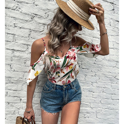 Womens Strapless Print Suspenders Shirt | noémi