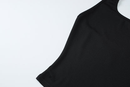 Ring Strap Ribbed Tank Top | Cutout Halter Crop | noémi
