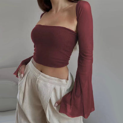 Mesh Bell Sleeve Shrug | Slim Tube Top Long Sleeve Waistcoat | noémi