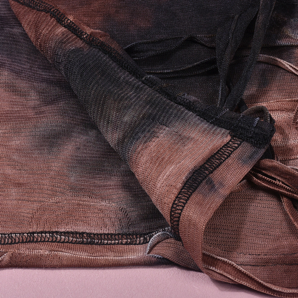 Tie Dye Tassel Dress With Side Slit and Draped Fit | noémi