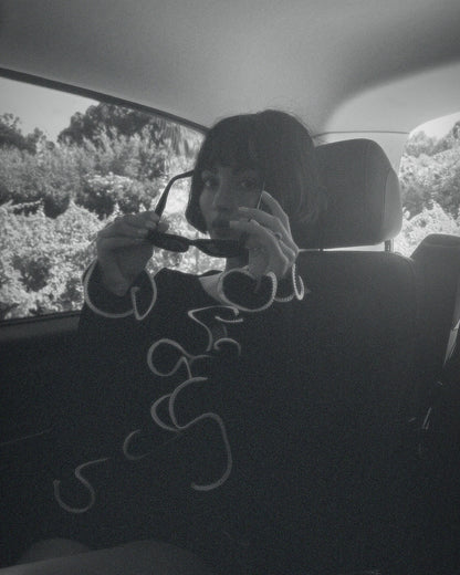 Wavy Contrast Trim Knit Top | Slim Fit, Contrast Stitch, Long Sleeve | noémi