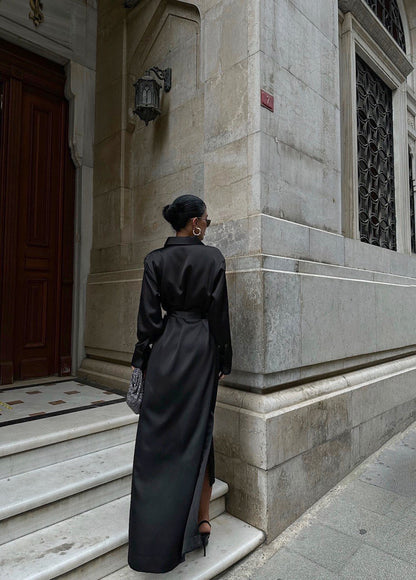 Satin Slit Dress | Waist Slimming Gown | noémi