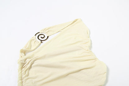 Halter Vest Top for Women | Slim Fit, Pleated, Cropped, One Shoulder | noémi