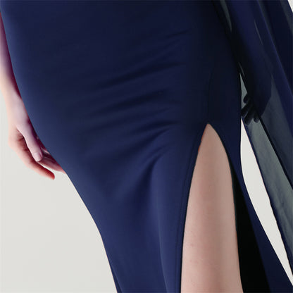 One Shoulder Satin Cocktail Dress | Mesh Panel Bodycon | noémi