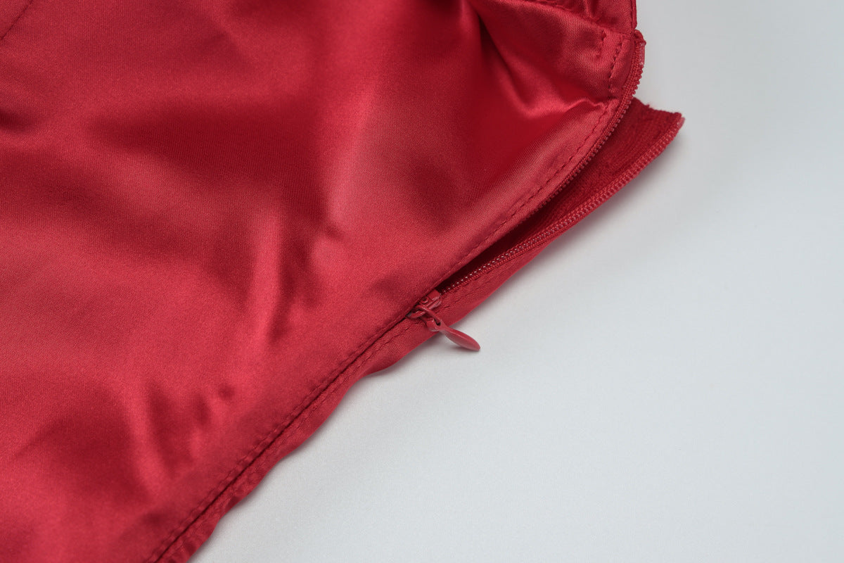 Satin Pleated Slim Tube Top Dress for Women | noémi