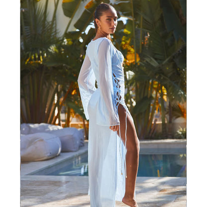 Three Strap Low Waist Backless Split Bikini in Solid Color for Women | noémi