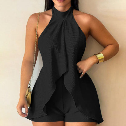 Women’s Halter Ruffle Romper | Backless Sleeveless Jumpsuit, Summer Casual Chic Playsuit | noémi