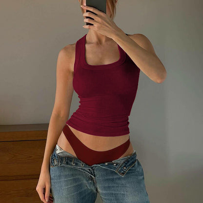 Womens Slim Fit Cropped Tank Top | U Neck Vest | noémi