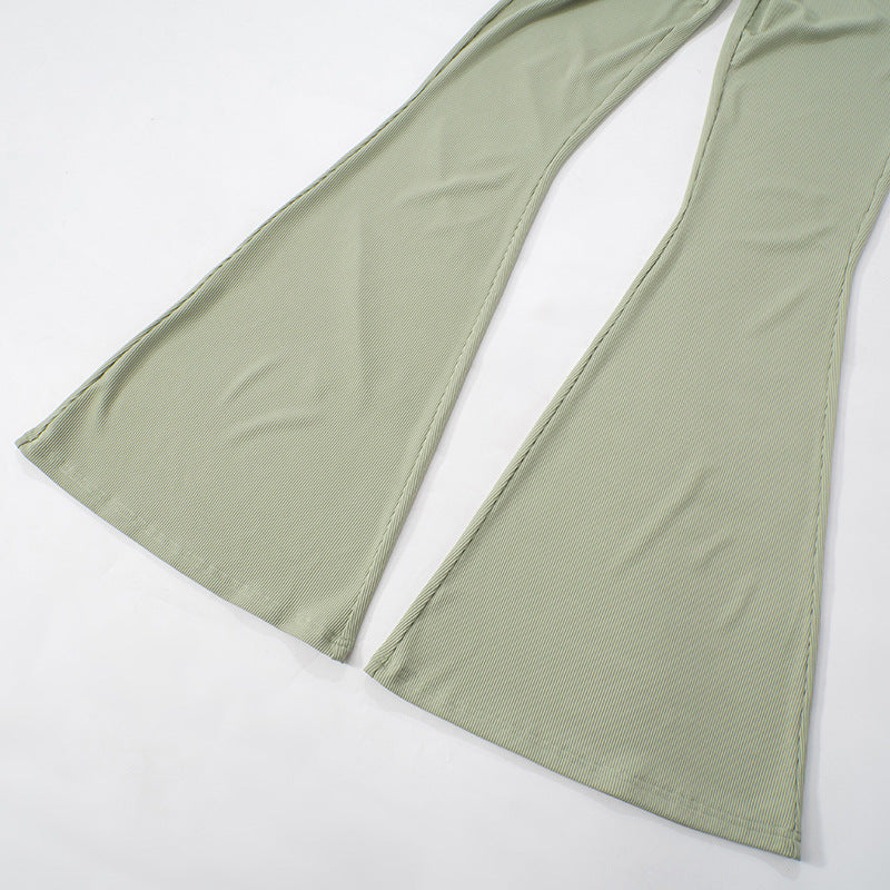 Womens Crop Top Low Waist Flared Pants Set | noémi