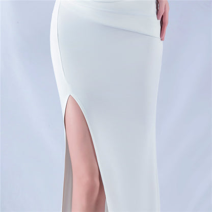 Satin Off Shoulder Dress with Sleek Silhouette | noémi