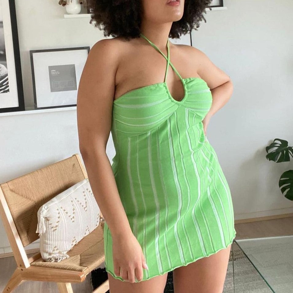 Halter Lace Up Knitted Angora Blend Dress | noémi