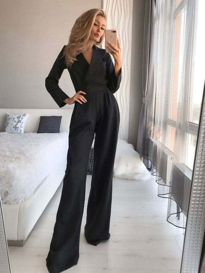 Women’s Tailored Jumpsuit | Long Sleeve Slim Fit, Elegant Tuxedo Style | noémi