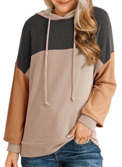 Colorblock Hoodie for Women | Twist Stripe Loose Long Sleeve Sweater | noémi
