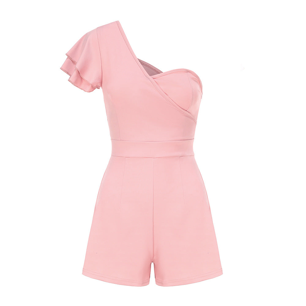 Women’s One Shoulder Double Sleeve Romper | noémi
